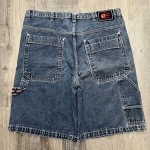 VTG Jordache Carpenter Denim Baggy Hip Hop Jorts Embroidered Skater Jean Shorts